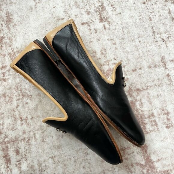 CHANEL Classic Black Cap Toe Flats Loafers Sz. 38.5 - Picture 3 of 10